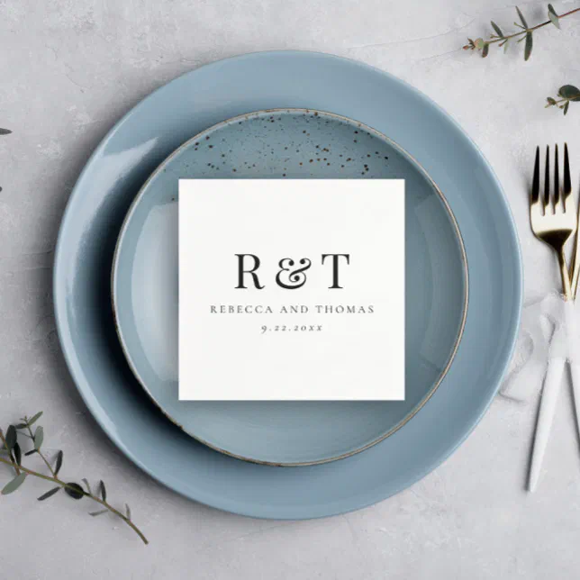 Modern Monogram Minimalist Wedding Napkins
